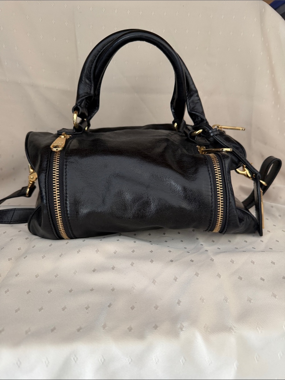 Badgley Mischka Black Satchel with Gold Hardware